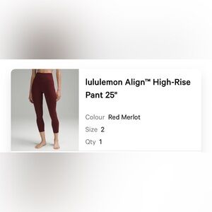 lululemon athletica Red Merlot High-Rise Leggings